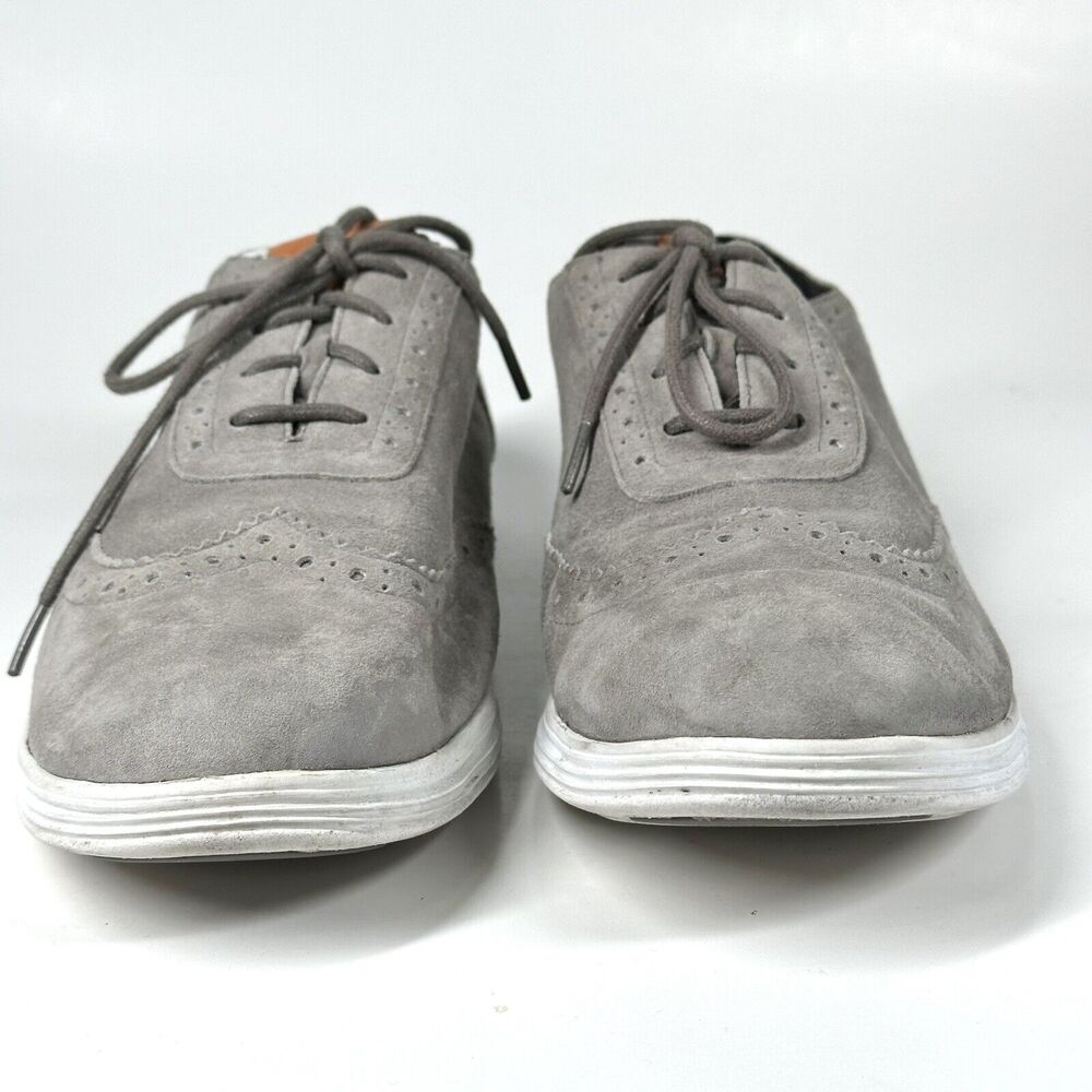Cole Haan Misha Grand OS Women 10B Gray Suede Oxford II Shoes W05167 Wingtip - Picture 2 of 16